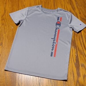 Champion Gray Tee with Red and Blue Logo - Boy's Medium